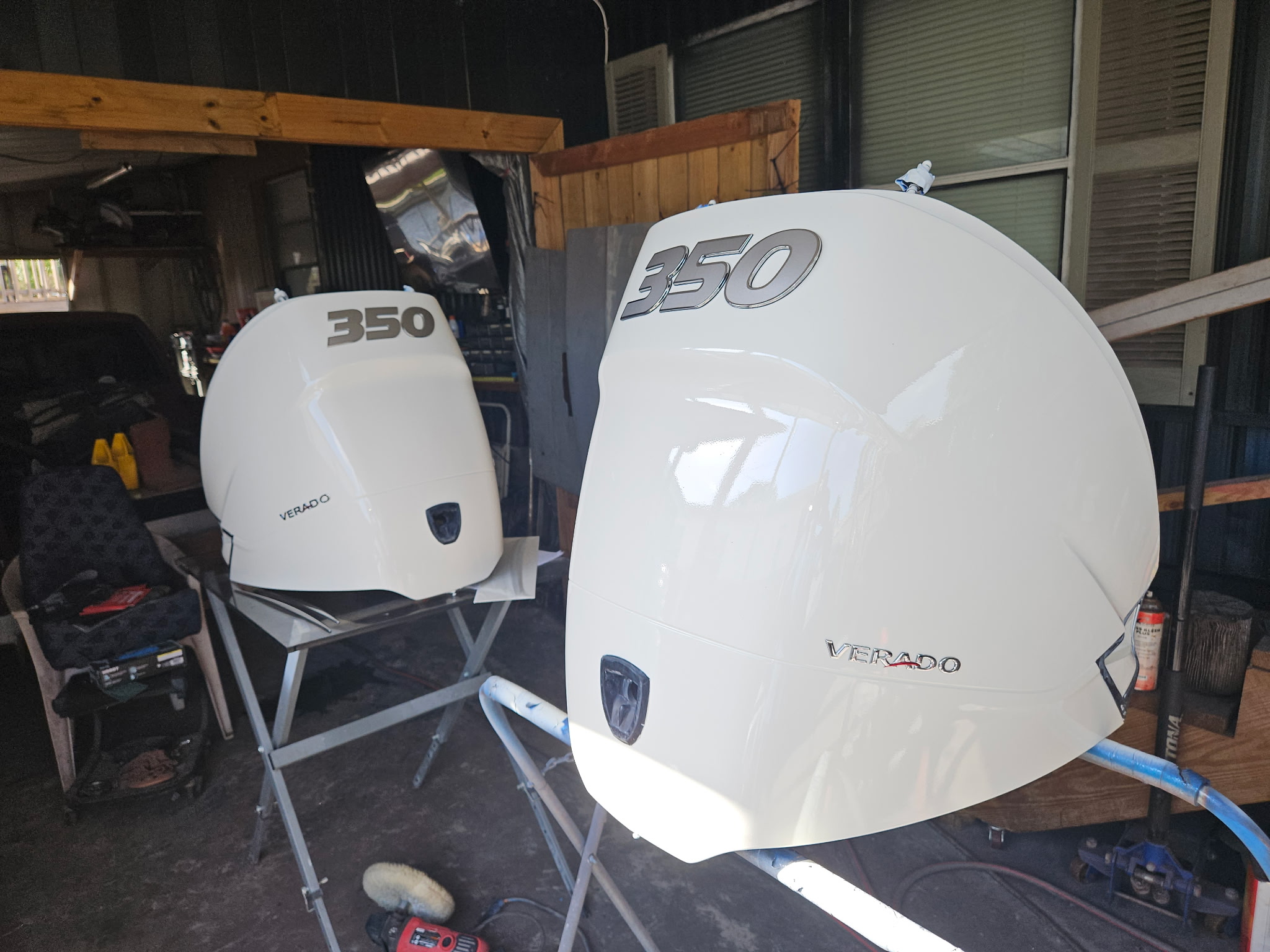 Three White Mercury Upper and Lower Engine Covers thumbnail